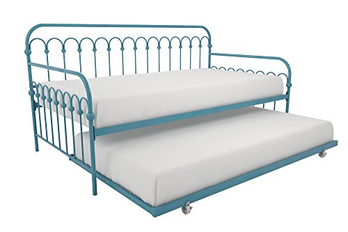 Book Cover Novogratz Bright Pop Metal Bed, Adjustable Height for Under Bed Storage, Slats Included, Twin Size Frame
