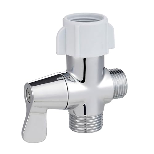 Hibbent Bidet T Adapter with Shut off Valve, Metal T Valve for Handheld Toilet Bidet Sprayer (7/8” x 7/8” x G1/2 or 3/8"), 3 Way Tee Connector Bidet Attachment for Toilet- Polished Chrome