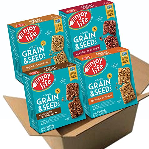 Book Cover Enjoy Life Grain & Seed Bars, Soy free, Nut free, Gluten free, Dairy free, Non GMO, Vegan, 4 Boxes of 5, 1 Ounce Bars (20 Count)