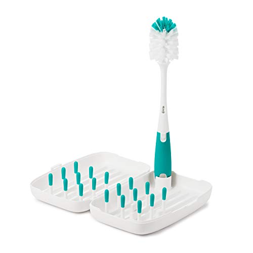 Book Cover OXO Tot On-the-Go Drying Rack with Bottle Brush - Teal