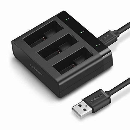 UGREEN 3-Channel Battery Quick Charger for GoPro Camera with Mini USB Cable for Charging Go Pro Hero 7 Hero 6 Hero 5 Black Battery, and AADBD-001/AABAT-001 Backup Battery