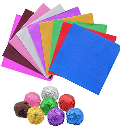 Sakolla 200 Pieces Aluminium Foil Candy Wrappers, 4 x 4 Inch Colour Chocolate Wrappers for Homemade Caramel, DIY Candies, Lolly, 9 Colors