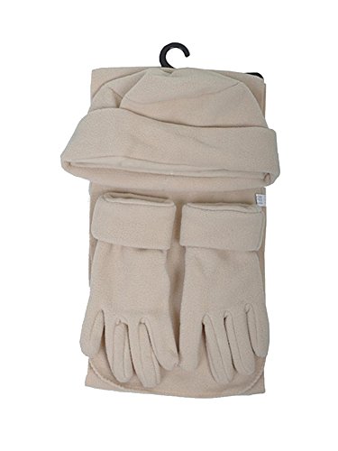 Women's Solid Polyester Fleece 3-Piece gloves scarf Hat Winter Set