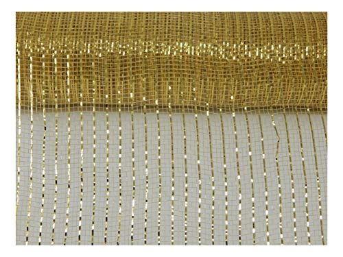 Floral Supply Online - 10 inch x 30 feet Gold Metallic Mesh Ribbon. The Exclusive Metallic Mesh with A Unique Touch of Color and Sparkle.