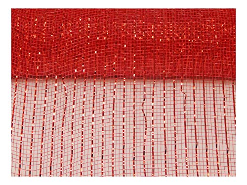 Floral Supply Online - 10 inch x 30 feet Metallic Mesh Ribbon. The Exclusive Metallic Mesh with A Unique Touch of Color and Sparkle. (Red)