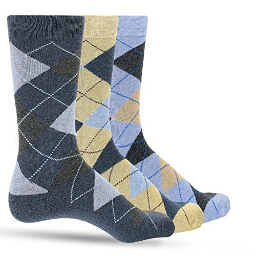 Luther Pike Seattle 3 Pack Mens Dress Socks Premium Cotton Argyle Men's Dress Socks For Men – Colorful Fashion