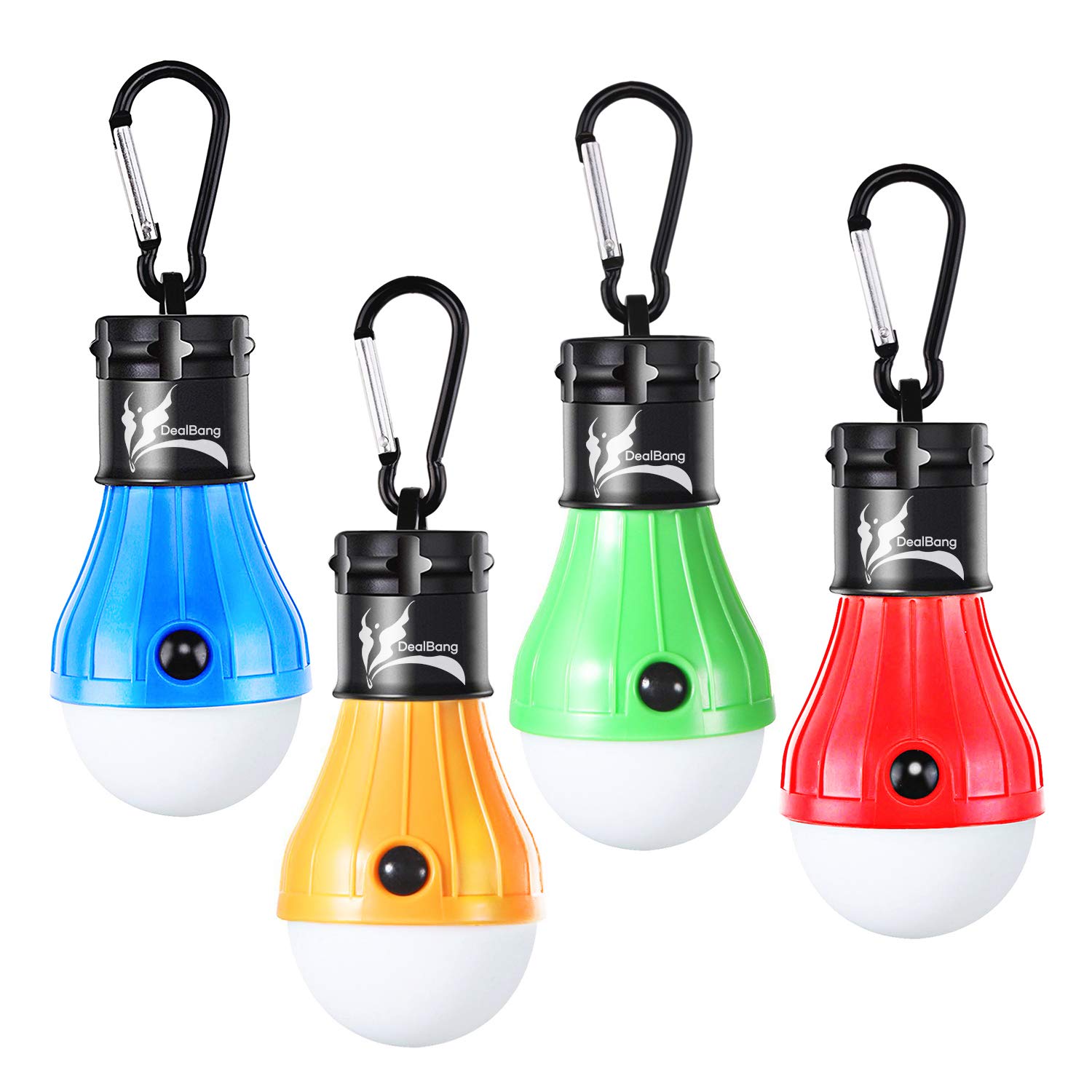 DealBang Led Tent Lights for Camping Hiking Battery Operated LED Emergency Light for Hurricane Storm, Outage 4 Pack Multi w/ Green,4-Pcs