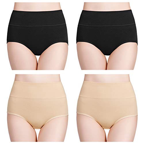 Book Cover wirarpa Women's High Waisted Cotton Underwear Ladies Soft Full Briefs Panties Multipack