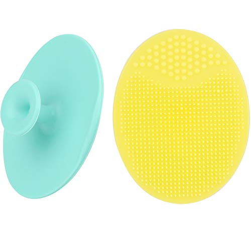 Book Cover Luckyiren Silicone Face Scrubber Exfoliator Facial Cleansing Pads Precision Pore Cleansing Pad Acne Blackheads Removing Face Brush Baby Shower Tool Brushes 1st generation 2 Pack; Yellow+Green