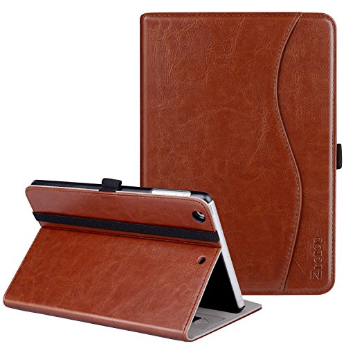 Ztotop iPad Mini 1/2/3 Case, Premium Leather Folio Stand Protective Case Smart Cover with Multi-Angle Viewing, Pocket, Functional Elastic Strap for Apple iPad Mini 3/ Mini 2/ Mini 1 - Brown