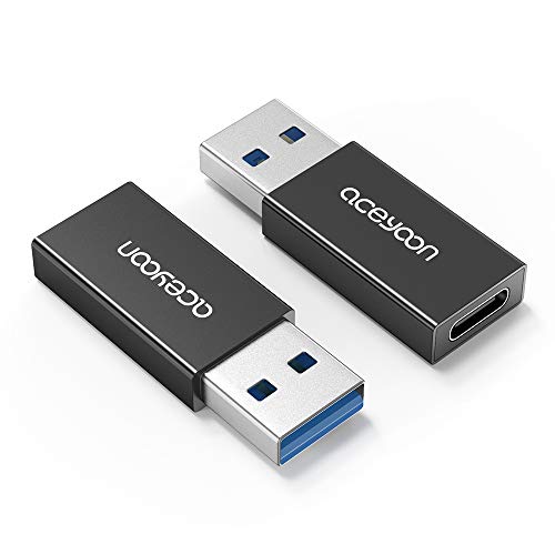 aceyoon USB C Female to USB Male Adapter 2 Pack USB C 3.1 Gen 2 to USB 3.0 Adapter 10Gbps Fast Charging and Data Transfer Comatpible for Note 10 S20 Plus 20 FE Ultra, Pixel 5 4 4a 3 3A 2 XL