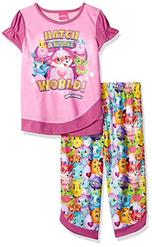 Hatchimals Girls' Little 2-Pc Pajama Set, Long Sleeve W/Pant, Pink/Print, 6-6X