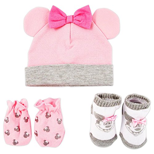 Book Cover Disney Baby Girls Minnie Mouse Hat, Mitts and Socks Take Me Home Gift Set, Age 0-3M