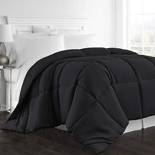 Book Cover Beckham Hotel Collection 1300 Series - All Season - Luxury Goose Down Alternative Comforter - Queen/Full - Black