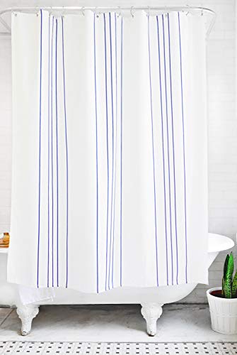 Book Cover Bathage Modern Stripe Waterproof Fabric Shower Curtain - Blue and White