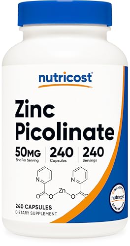 Nutricost Zinc Picolinate 50mg, 240 Veggie Capsules - Gluten Free and Non-GMO (240 Caps)