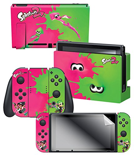 Controller Gear Nintendo Switch Skin & Screen Protector Set, Officially Licensed By Nintendo - Splatoon 2 "Pink Vs Green" - Nintendo Switch