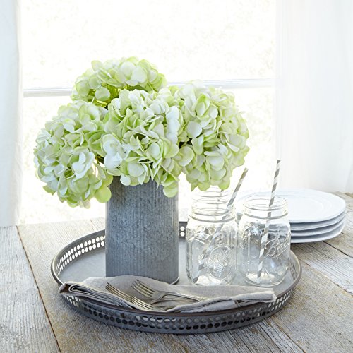 Butterfly Craze Green Artificial Hydrangeas - Faux Silk Flowers for Wedding Bouquets, Fake Flower Arrangements, Home and Office Decorations - 3 Stems per Bundle