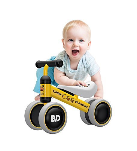 Book Cover Baby Balance Bike for 1 Year Old Boys Girls, 12-36 Months Riding Toys Toddler Bike with Adjustable Seat, No Pedal Infant 4 Wheels Bicycle, Baby's First Bike First Birthday Gift Christmas