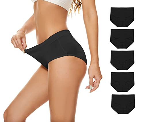 Lashapear Womens Mid-Rise Cotton Stretch Classic Underwear Briefs Panties 5 Pack