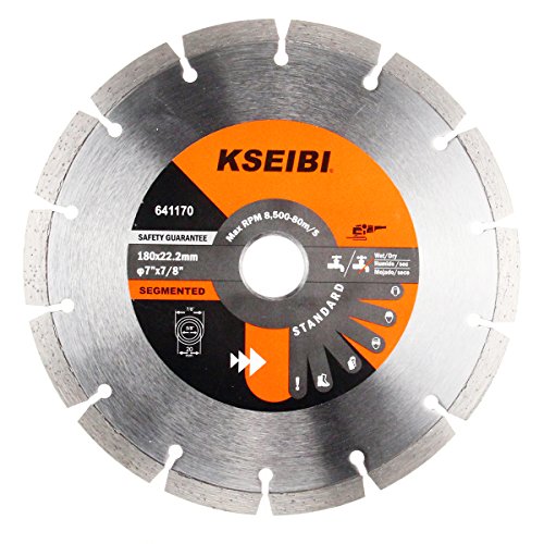 KSEIBI 641145 General Purpose 4 1/2 inch Dry Wet Cutting Grinding Diamond Saw Blade with 7/8 inch Arbor for Concrete Tile Stone Brick Masonry Angle Grinder Accessories