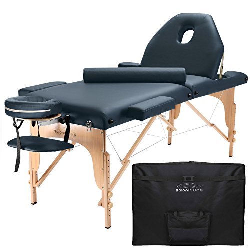 Book Cover Saloniture Professional Portable Massage Table with Backrest - Blue