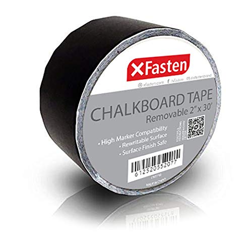 XFasten Black Chalkboard Tape Removable, 2-Inch x 30-Foot, Black, Smudge Resistant Sticky Chalkboard Label Duct Tape