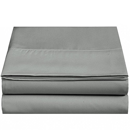 Book Cover 4U LIFE 2 Piece Flat Sheet, Ultra Soft and Comfortable Microfiber, Twin, Gray