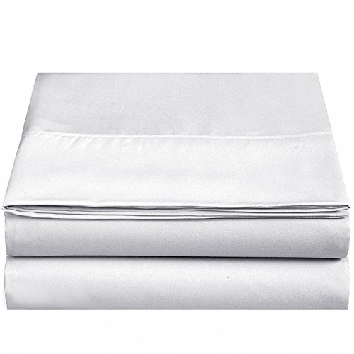Book Cover 4U LIFE 2 Piece Flat Sheet, Ultra Soft and Comfortable Microfiber, Twin, White