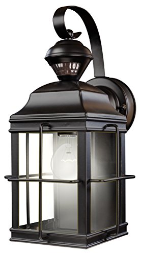 Globe Electric HZ-4144-BK 150 Degree Motion Sensing Decoractive Security Light with DualBrite Technology, Black, Bulb Not Included