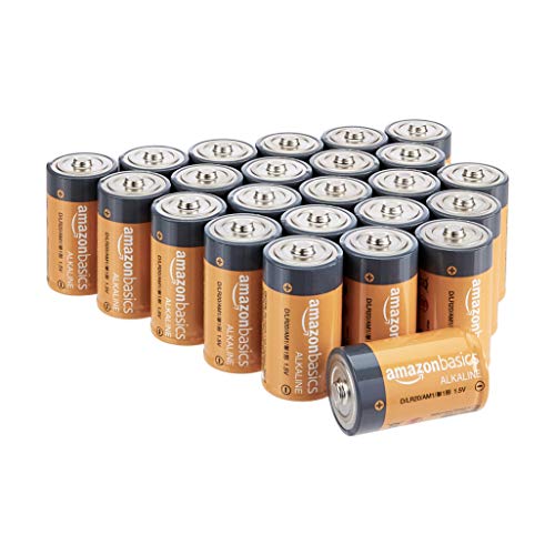 Book Cover Amazon Basics 24 Pack D Cell All-Purpose Alkaline Batteries, 5-Year Shelf Life, Easy to Open Value Pack