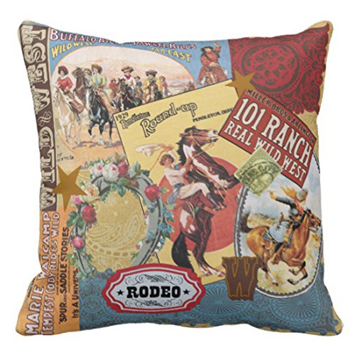 Book Cover Emvency Throw Pillow Cover Wild Modern Vintage Western West Decorative Pillow Case Home Decor Square 18 x 18 Inch Pillowcase