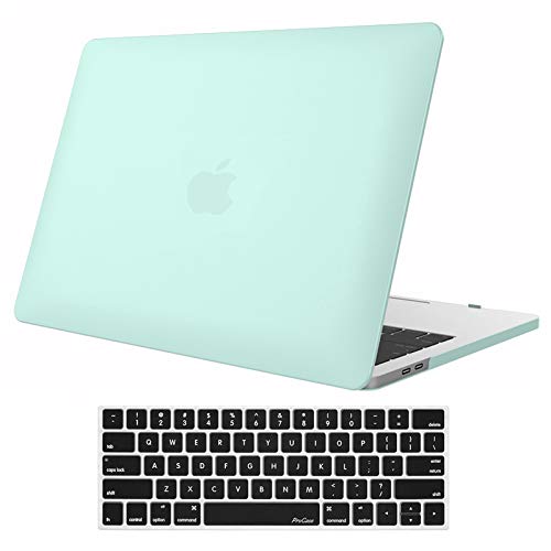 Book Cover ProCase MacBook Pro 13 Case 2019 2018 2017 2016 Release A2159 A1989 A1706 A1708, Hard Case Shell Cover and Keyboard Skin Cover for MacBook Pro 13 Inch with/Without Touch Bar -Clear Green