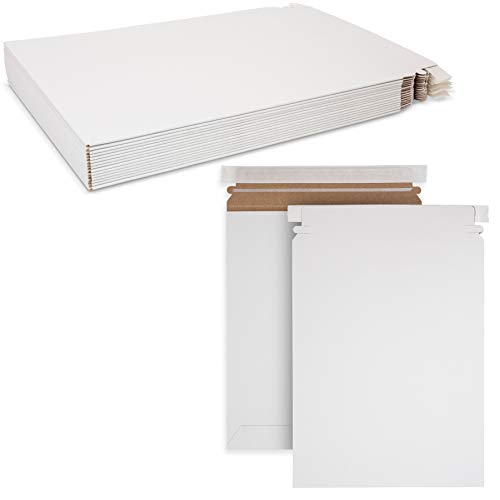 Stay Flat White Mailers - Envelopes with Self-Seal Tape Keep Delicate Items or Papers Safe Size 9 3/4" x 12 1/4" By MT Products (15 Pieces) - Made in The USA