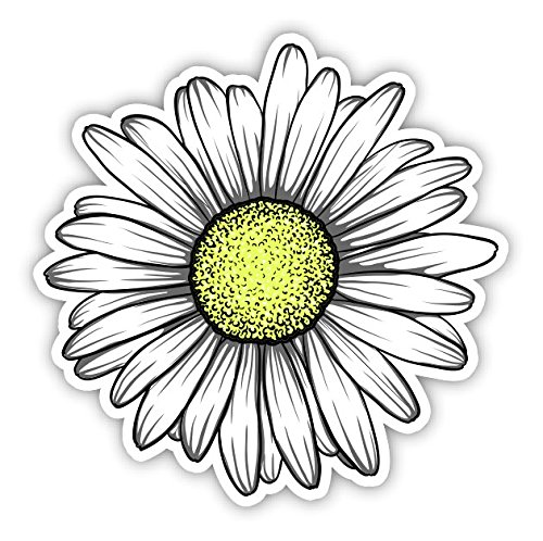 Daisy Flower Sticker for Car Truck Windows Laptop Any Smooth Surface Waterproof (White)