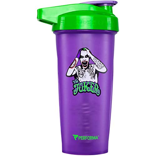 Book Cover PerfectShaker Performa ACTIV DC Comics & Justice League Series Shaker Bottle, Best Leak Free Bottle with ActionRod Mixing Technology for Your Sports & Fitness Needs! (28oz, Joker)