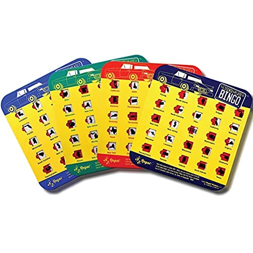 Book Cover Regal Games Original License Plate Bingo Travel Set, Bingo Cards for Family Vacations, Car Rides, and Road Trips, 4 Pack