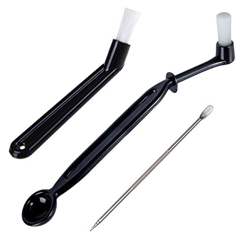 BagTu Coffee Machine Cleaning Brush with Spoon Tool Set for Espresso Machine Group Head,Pack of 3,Black