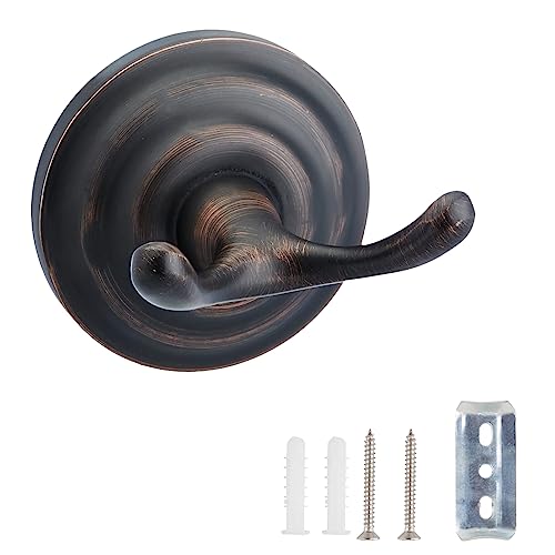 Amazon Basics Zinc Traditional Round Bathroom Towel and Robe Hook, Oil Rubbed Bronze, Easy Installation
