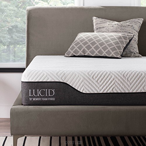 Book Cover LUCID 10 Inch Hybrid Mattress - Bamboo Charcoal and Aloe Vera Infused Memory Foam - Moisture Wicking - Odor Reducing, Twin