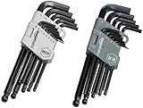 Amazon Basics Hex Key Allen Wrench, Long Arm, Ball End, Metric and Standard Sizes, Chrome Vanadium Steel, 26-Piece with Storage Case