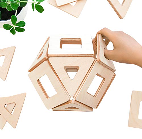 Big Future Toys Earthtiles Wooden Magnetic Tiles 32 Piece Set - Wooden Magnetic Blocks