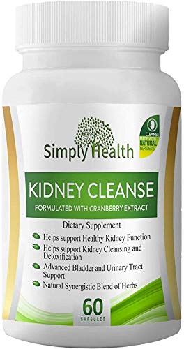 Premium Kidney Cleanse & Detox Health Supplement Formula with Organic Herbal Cranberry Extract, Supports Healthy Kidneys, Bladder and Urinary Tract GMP Certified - 60 Capsules