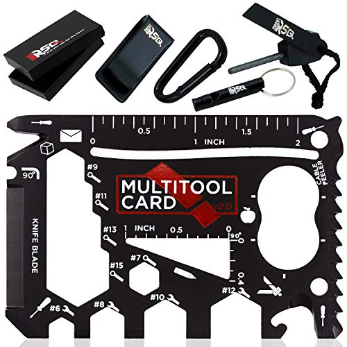 37 in 1 Credit Card Multitool Set Gifts for Men. Ideal Christmas Gifts Stocking Stuffers - Husband & Dad Gifts - Multi-purpose Pocket Tool Gadgets - Wallet Survival Card Gift Set - Black Edition v2.1