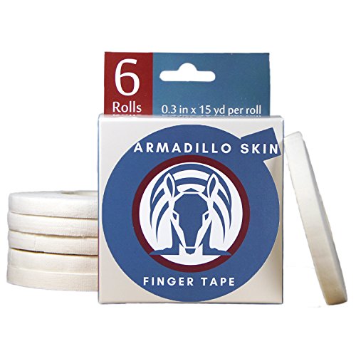 Armadillo Skin Finger Tape, Strong Cotton Athletic Tape for Grappling, Brazilian Jiu Jitsu (BJJ), Judo, Rock Climbing and MMA 0.3 in x 45 feet, 6 Rolls per Pack