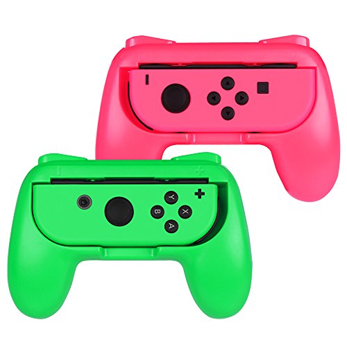 Book Cover Fintie Grip for Nintendo Switch Joy-Con, [Ergonomic Design] Wear-Resistant Comfort Game Controller Handle Kit for Nintendo Switch Joy Con (2-Pack), Pink Green
