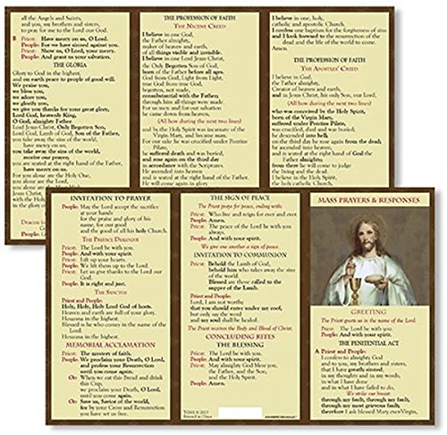 Book Cover Catholic Mass Prayer Card with Responses Laminated Cardstock, 4 1/2 Inch, Pack of 5