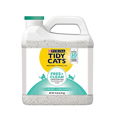 Purina Tidy Cats Clumping Cat Litter, Free & Clean Unscented Multi Cat Litter - (3) 14 lb. Jugs