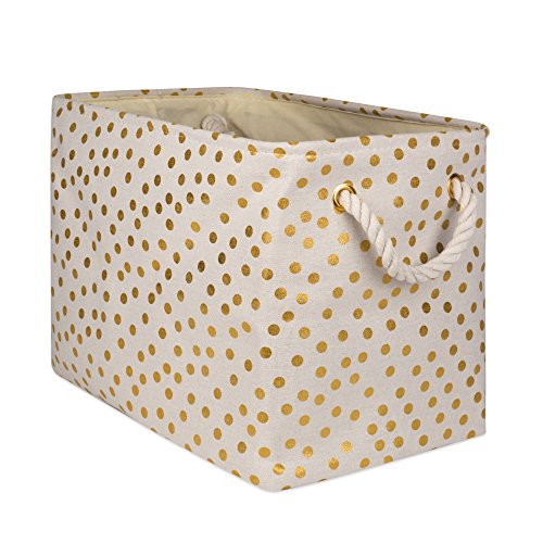 DII Gold Print Collapsible Polyester Storage Bin, 17.75x12x15, Dots