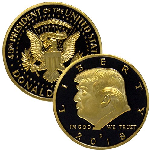 Aizics Mint Trump Coin; 2018 Donald Trump Large Black & Gold Eagle Commemorative 24kt Gold Plated Collectible Coin Certificate of Authenticity Original Design